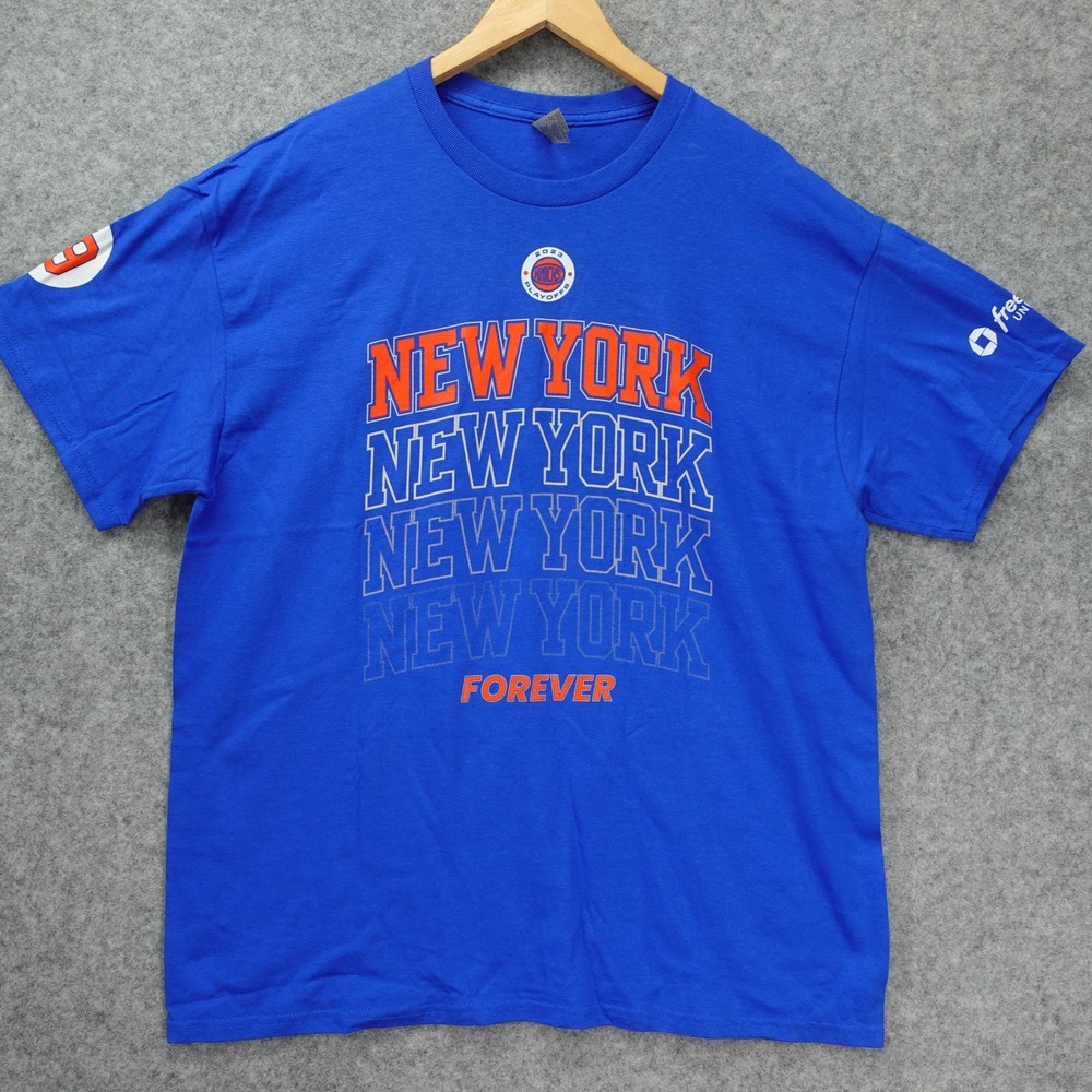 Knicks 2023 Playoffs T Shirt XL Blue NBA New York Forever Tee Streetwear Heavy
